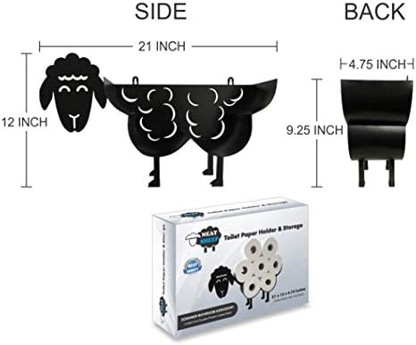 Portador de papel de papel higiênico de ovelha preto Acessórios para decoração do piso do banheiro | Melhor ideia de presentes - ovelhas legais
