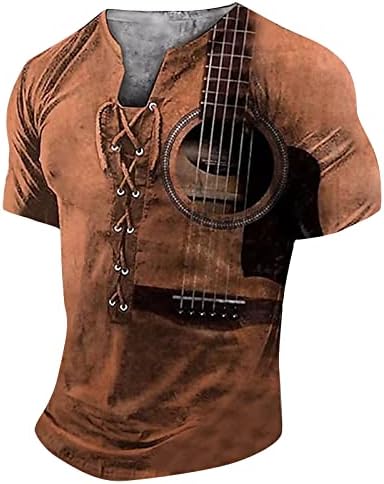 Camisetas de botão de manga curta para homens camisetas masculinas Tees gráficos de guitarra engraçada 2023
