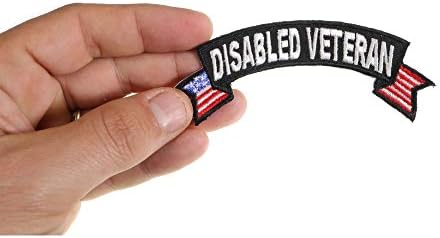 Patch veterano desativado com bandeiras dos EUA - 4x1,5 polegadas. Ferro bordado no patch