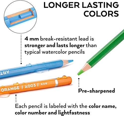 Lápis de cor aquarela Arteza para coloração adulta, conjunto de 120 lápis coloridos, lápis de desenho de arte
