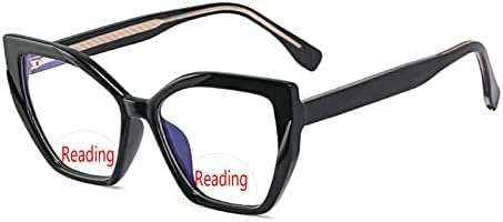 Willochra Bifocal Reading Glasses for Women Designer Cat Eye Frame de tamanho grande Blocking Leitores de bloqueio de luz
