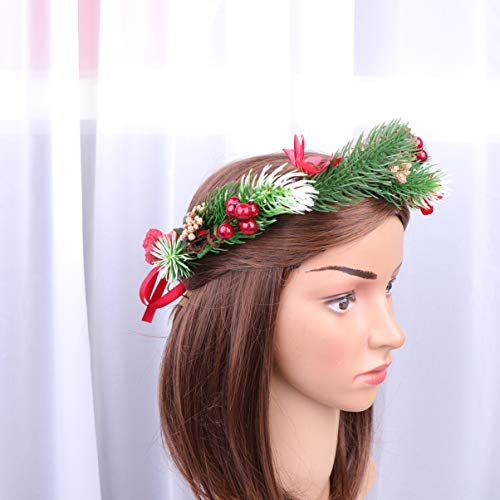 Lurrose Nativity Wreath Wreath Berry Bandeira de Natal Florries Wreath Hairpiece para Festa de