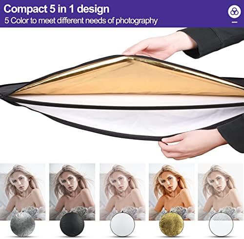 Refletores leves e emares 24 '' 'refletor de fotografia colapsável com bolsa - Painel de fotografia