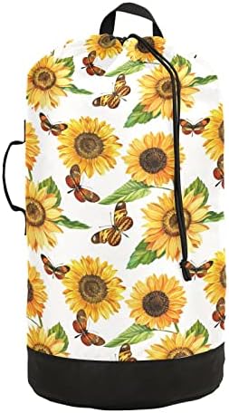 Rurutong ombro, saco de lavanderia, flores de girassol Butterfly Flores de cordão de traço de travamento