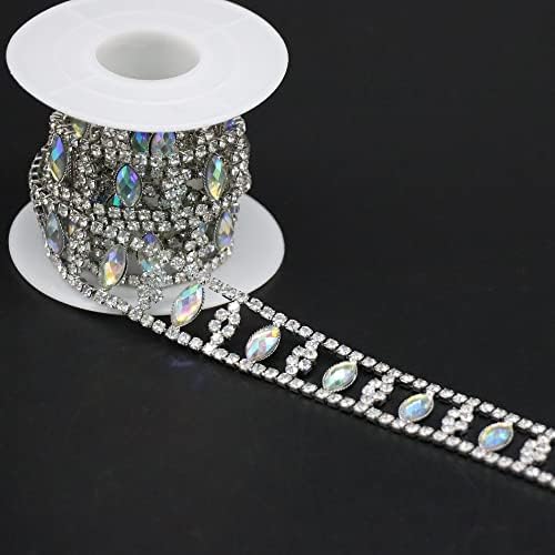 Jerler 1 jardas de cristal de cristal AB Chain DIY decoração e enfeites de noiva, ideais para festa de