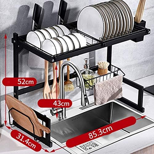 Fehun Pias, rack de drenagem, prateleira de rack de armazenamento para suprimentos de cozinha, 201 rack de prato de aço inoxidável/52cm*31,4cm*85,3cm