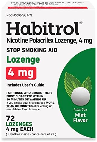 Habitrol nicotina pastilhas 4 mg de sabor de hortelã - 72 contagem - pare de fumar ajuda - reduza os desejos e sintomas de abstinência
