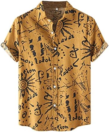 Camisas gráficas masculinas de manga curta de manga curta camisa de férias Turn Down Down Collar Soft Comfort Dress Shirts for Men