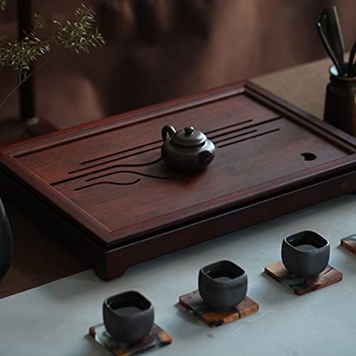 Bandeja de chá de bambu jikugo, bandeja de porção de chá kungfu chinesa, conjunto de chá vintage, bandeja de chá gongfu, mesa de chá de armazenamento de água na mesa de chá de bambu （grande）