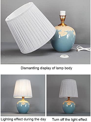 Wlbhwl 20 American Table Lamp de mesa Lâmpada contemporânea de cabeceira transitória Lâmpada de mesa de cabeceira para quarto Estante da sala de estar da faculdade E26 Base, azul