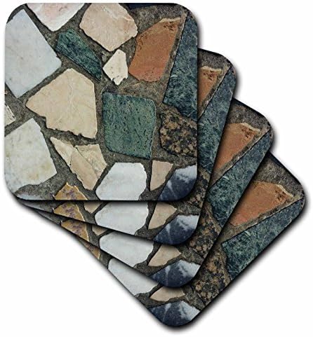 3drose cst_37241_4 Turquoise Ivory Rust Slate Slate Ceramic Tile Coasters, conjunto de 8