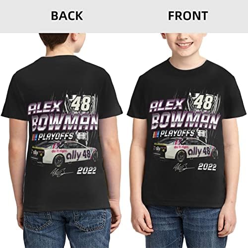 ASFRSH Alex Bowman 48 camisa para menina adolescente e garoto impressão curta Camiseta de camisa