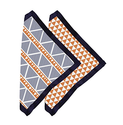 Bacati Liam Aztec Triangles Muslin 2 peças Cobertores de segurança com acabamento cetado, laranja/marinha
