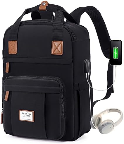 Mochila de laptop LoveVook para mulheres, mochila de computador anti-roubo de 15,6 polegadas com porta de carregamento USB, enfermeira resistente à água Bolsa fofa com trava, amarelo