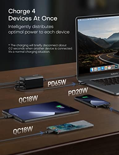 KOVOL Sprint 120W 4 Portas USB C Estação de carregador + carregador de parede USB 65W, carregador Gan III para MacBook Pro/Air, iPhone 13/12/11, iPad Pro, Dell XPS, Galaxy, Switch e muito mais