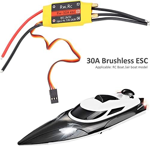 Yeuipea 30a Brushless Esc para RC Boat - Controlador de velocidade eletrônica com controlador de motor sem escova - suporta 3s/4s - Longa duração da bateria e controle confiável para entusiastas da RC