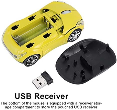 Mouse sem fio Ashata, 2.4g de carro esportivo em forma de rato bluetooth mouse óptico com receptor USB, mouse portátil fofo de 1600dpi para laptop para comprimidos para comprimidos para comprimidos para PC