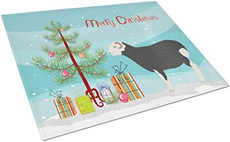 Tesouros de Caroline BB9337LCB Herwick Sheep Christmas Glass Rutting Board Grande, cerceta e Decorativa Corte e Serviço Placa de Escovamento de Tamanho Grande, Placa de corte,