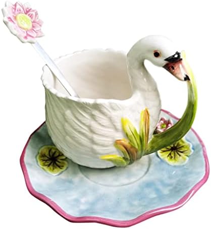 GPPZM Cerâmica cisne de xícara de copo de xícara de xícara de caça de café com xícara de café da tarde de chá com