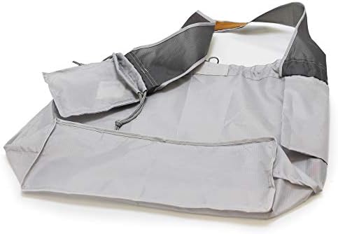 Ecojeannie 1 pacote de nylon Ripstop Saco de compras reutilizáveis ​​dobráveis ​​com bolsa e bolso interno, cordão de tração
