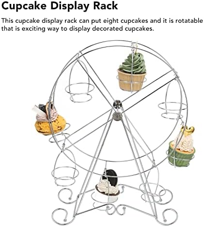 Exiba de cupcakes rotativa de ferro, oito cupcakes de cupcake de roda, suporte de cupcake de roda gigante para