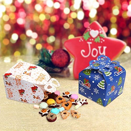 Lokipa Christmas Kraft Goody Gift Boxes, 24 Party Paper Party Tratar caixas de doces com arco para favor o Natal