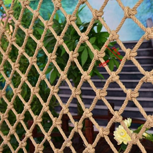 Rede de segurança infantil mahfei, cânhamo de cânhamo de cerca de jardim de escada anti -queda de estilo retrô de estilo retro decorativo playground hammock pets cargo decoração de rede líquida