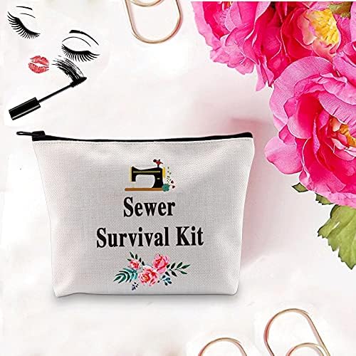 Pxtidy Survival Kit Survival Kit Máquina de maquiagem Saco de maquiagem Costura Cosmetics Bag Presente para Quilter ou uma mulher que costura a bolsa de zíper de maquiagem de maquiagem