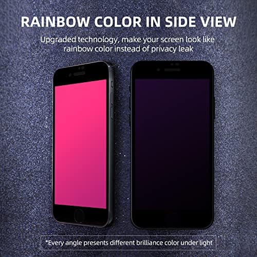 Protetor de tela de privacidade EGKIMBA Compatível com iPhone SE 2022 3rd / se 2020 2nd / 8/7, gradiente de 4,7 polegadas gradiente colorido colorido anti-spy anti-azul Luz fácil de instalação de vidro temperado temperado