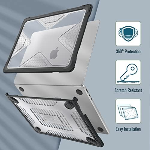 Caso do Fintie para MacBook Air 13,6 polegadas A2681 - Tampa de caixa de casca dura e robusta pesada com pára -chip TPU para MacBook Air 13.6 M2 Chip com exibição de retina líquida e ID de toque, Limpo