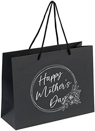 Roupas arrumadas de roupas de presente do dia das mães grandes médias pequenas - sacolas de presente para mamãe - presentes de mãe para o Dia das Mães - Flores - Black - M