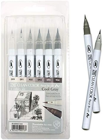Kuretake Zig Clean Color Real Brush Marcador, pontas flexíveis de escova, canetas em aquarela