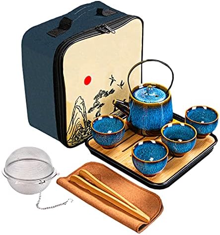 Conjunto de chá chinês/japonês, conjuntos de chá para mulheres/adultos, conjunto de chá de gongfu/porcelana, bandeja de chá e filtro incluídos, adequados para piquenique e ttravel
