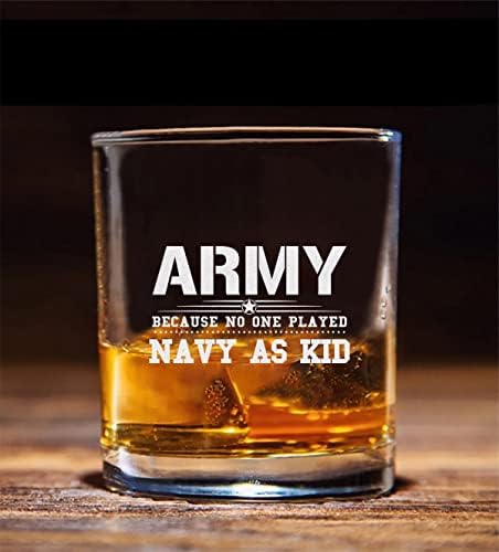 Exército de Htdesigns porque ninguém jogou marinha como Kid Whisky Glass - Army Bourbon Glass - Dia dos Padres - Armador Americano Funny Day