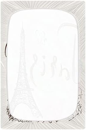 Eiffel Tower Paris Lençóis de berço para meninos pacote de meninas e lençóis super macios folhas de berço de mini berço para o berço padrão e colchões de criança lençóis de berço para menino, 39x27in