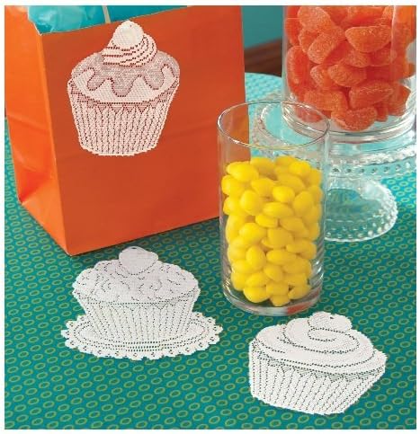 Conjunto de cupcakes de renda do patrimônio de dois detalhes em seis peças brancos