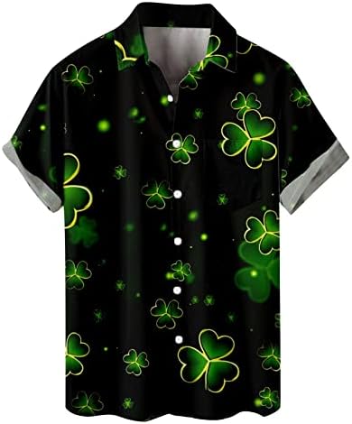 Men's St Patrick's Impresso T camisetas Tees confortáveis ​​Lappel de verão 2023 Tops Slim Fit Sleeve Casual Blouse