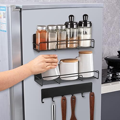 RedCall 5 Pacote Magnético Plataforma para geladeira, Rack de especiarias magnéticas móveis de geladeira para forno de microondas, porta -vozes do especiar