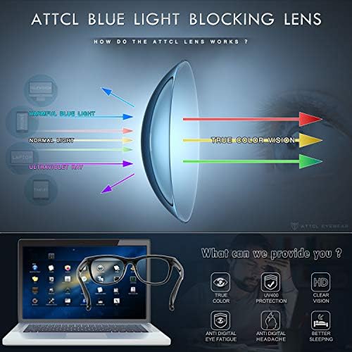 ATTCL UNISEX Blue Blocking Glasses Blocksysisses Frame Anti Blue Ray Computer Game Glasses