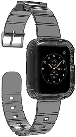 Compatível com a banda Apple Watch 38mm 40mm, mulheres transparentes transparentes de silicone macio de silicone à prova de gota iwatch strap com estojo TPU para Apple Watch Series 6 5 4 3 2 SE