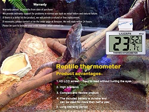 Termômetro do higrômetro de réptil de réptil gxstwu Exibição LCD Termômetro de tanque de répteis