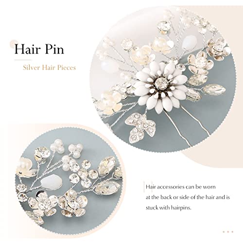 Unicra prata flor flor noiva pino pino de pino de stridão pereira pearl damas de higienes acessórios de cabelo