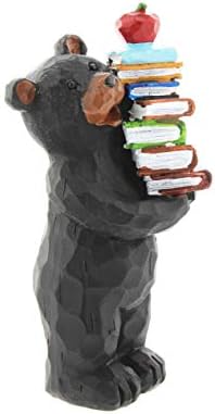 Professor de urso preto com estatueta de pilha de livros, 5
