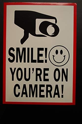 Sorria você está na câmera Aviso de segurança Adesivo 7 x 5 decalque de vinil Indoor & Outdoor