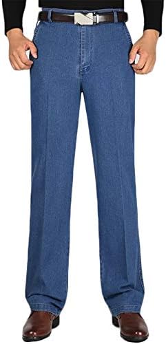 Andongnywell Business Casual Jeans Men's Wear com calça de jeans de cintura alta de estilo grosso calça