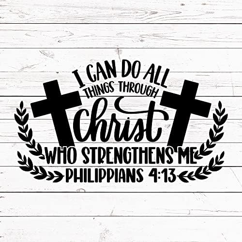Eu posso fazer todas as coisas através de Cristo que me fortalece - citações inspiradoras decalques de parede cristãs