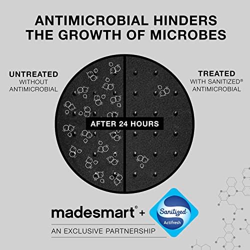 Madesmart Antimicrobian 12 x 6 Intertravamento, organizador de gavetas multiuso personalizável, organização doméstica all-in-one, certificada pela EPA, carbono, pacote de 6