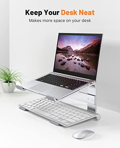 Laptop Stand for Desk, Laptop Riser para mesa, suporte de computador para alumínio ergonômico ventilado, MacBook Stand compatível com MacBook Pro Air 10 13 15.6 16 16.2 polegadas trabalhos de notebook de casa prata em casa prata