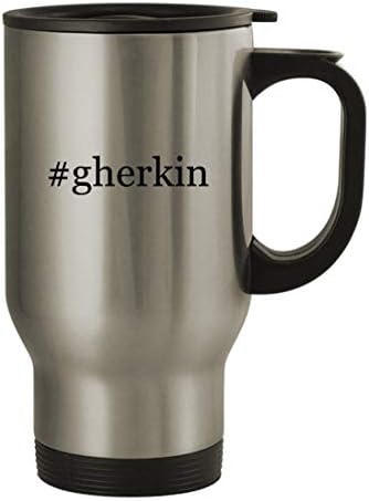 Presentes de Knick Knack Gherkin - 14oz de aço inoxidável Hashtag Caneca de café, prata, prata