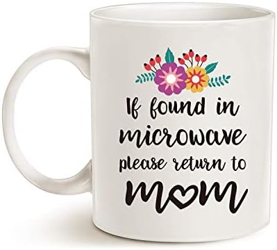 Presentes do dia das mães Mauag caneca de café engraçada para mamãe, se encontrado no microondas, por favor, volte para mamã